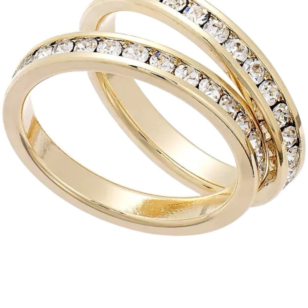 Charter Club Gold Tone Crystal Ring Set size 6